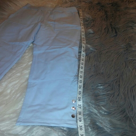 New Baby Blue Casual Crop Pants - Picture 5 of 8